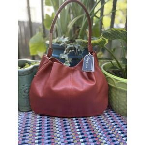 Foley Corinna Kate Hobo Genuine Leather Rust Pre-owned Shoulder bag